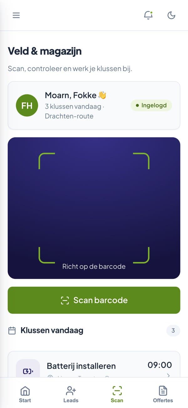 Werkbon in het portaal van Umagine
