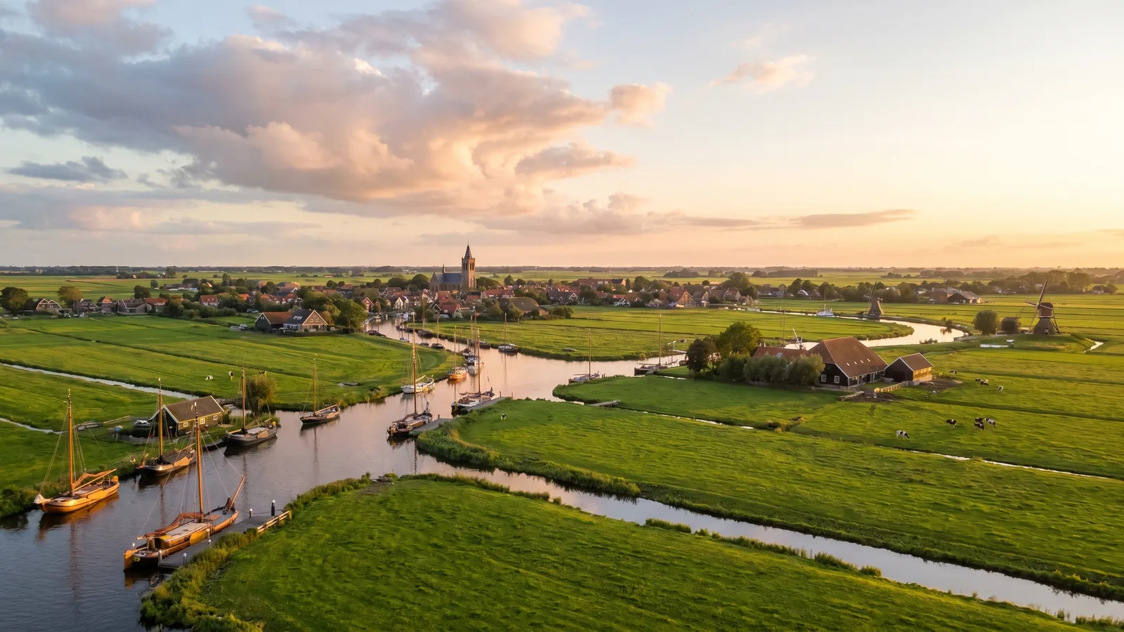 Friese polder bij gouden uur