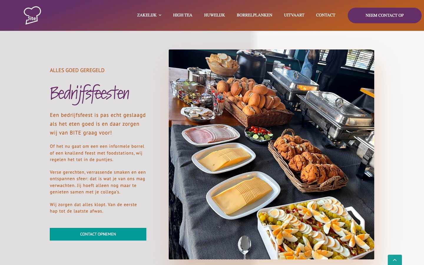 Het blok Bedrijfsfeesten op de voorpagina van bite.frl