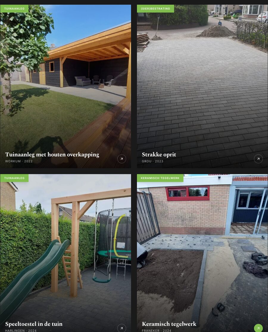 Recent werk op de homepage