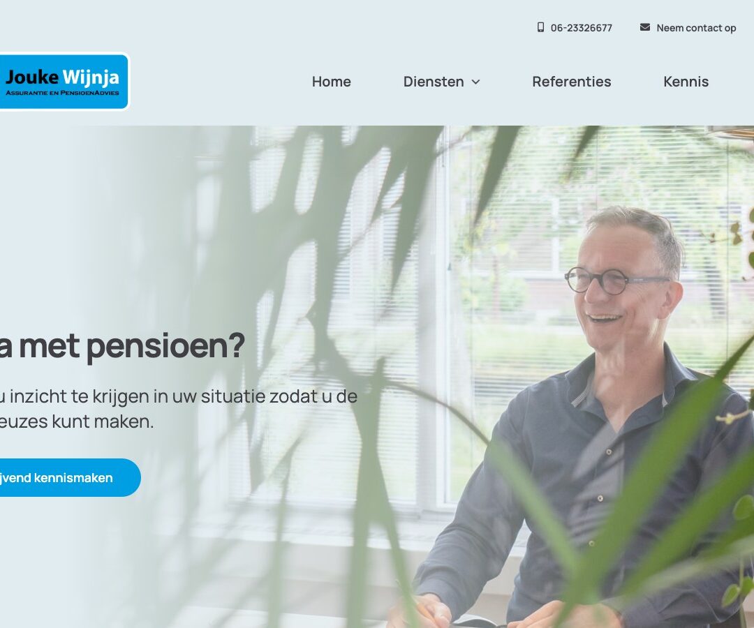 De voorpagina van joukewijnja.nl