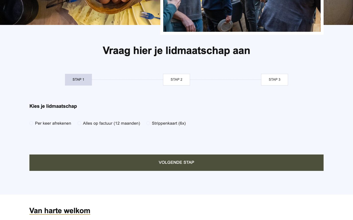 Het formulier Vraag hier je lidmaatschap aan