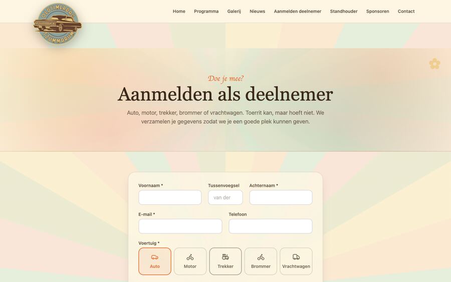 Het formulier voor deelnemers