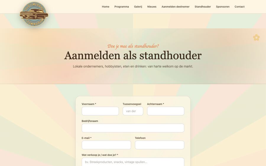 Het formulier voor standhouders