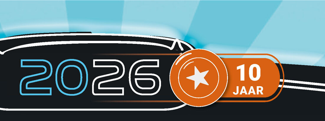 Het jubileumlogo 2026 met de tekst 10 jaar