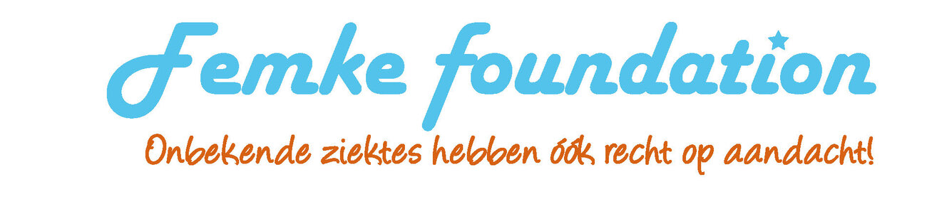 Logo van de Femke Foundation met de tekst Onbekende ziektes hebben ook recht op aandacht