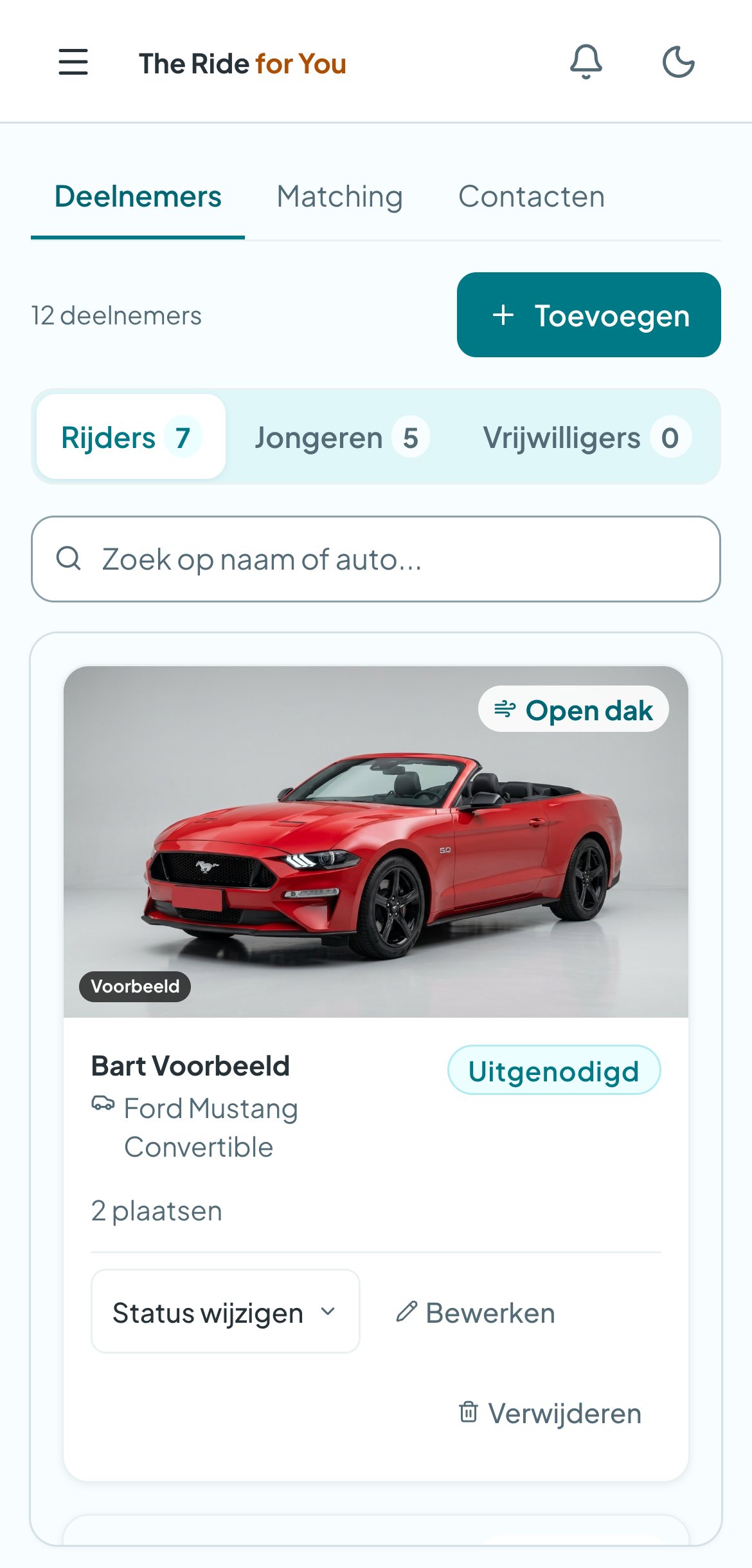 De deelnemerslijst van het platform op een telefoon